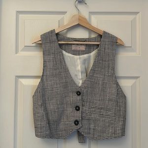 Black and white plaid vest